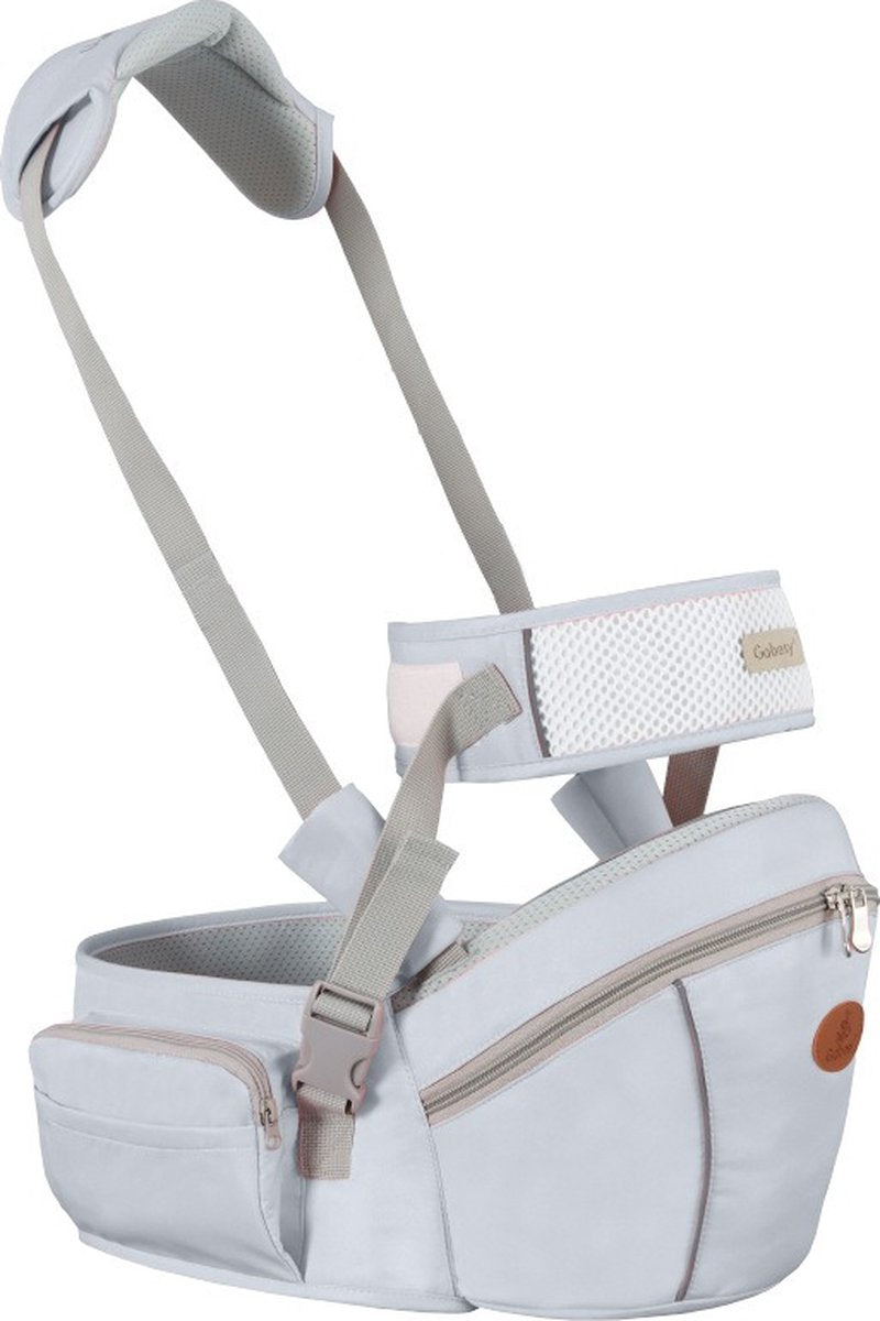 Baby Heupdrager met Extra Band en Nek Band – Grijs – Heupsteun voor Baby en Peuter – Draagtas met Veiligheidsband tegen Rugklachten – Kind Hip Seat Carrier