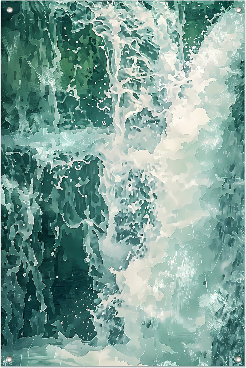 Waterval tuinposter - Natuur poster - Tuinposter Schuim - Muurdecoratie buiten - Buitenschilderij schutting - Tuin decoratie tuinposter 100x150 cm