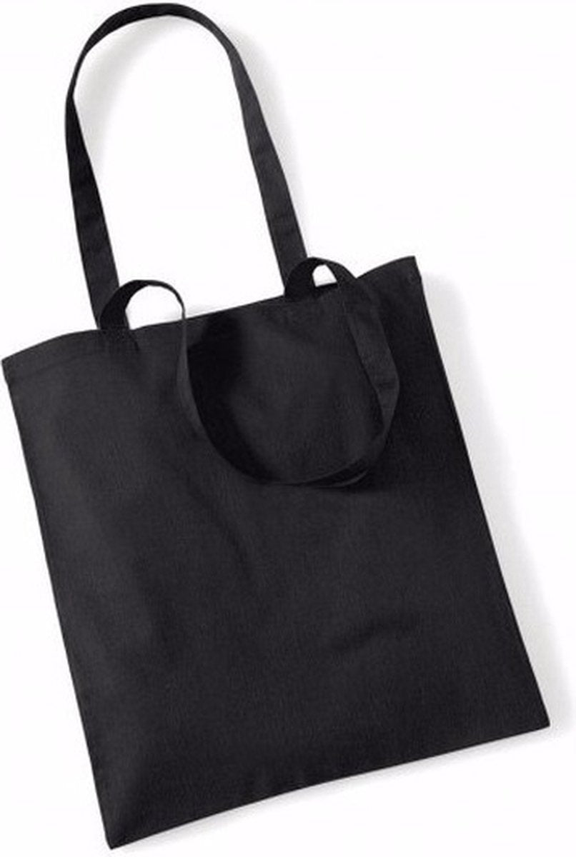 20x Katoenen schoudertasjes zwart 42 x 38 cm - 10 liter - Shopper/boodschappen tas - Tote bag - Draagtas