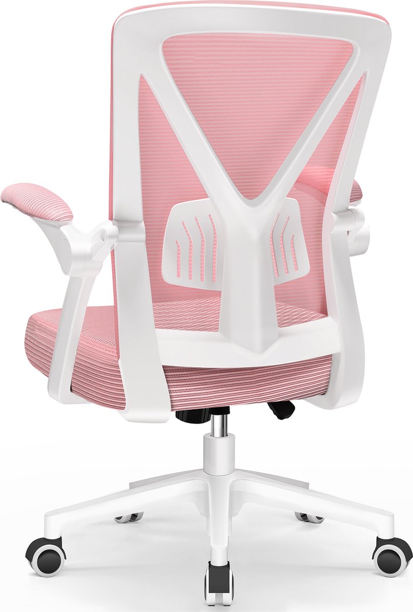 Ergonomische Bureaustoel - Bureaustoel - Bureaustoelen voor Volwassenen - 150 Kg - Roze wit