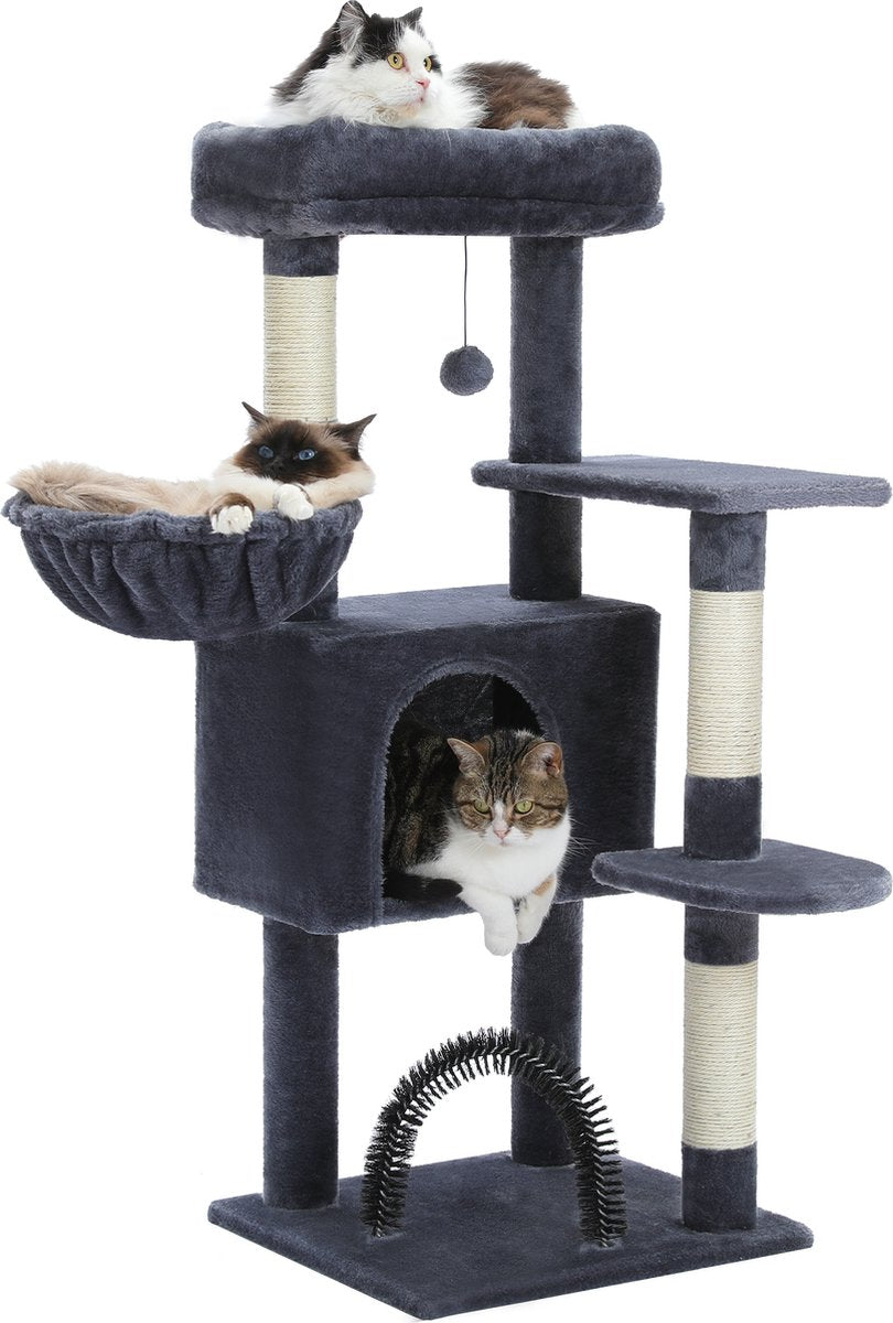 Nique Luxe Krabpaal - Kattenboom met hangmat - 5 lig plekken - 106cm hoog - Donkergrijs