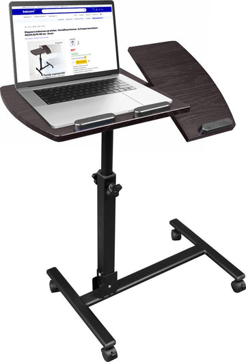 Eleganca stabureau op wielen - Bijzettafel op wielen - Verrijdbaar bureau - In hoogte verstelbaar - 70-90 cm - Zwart