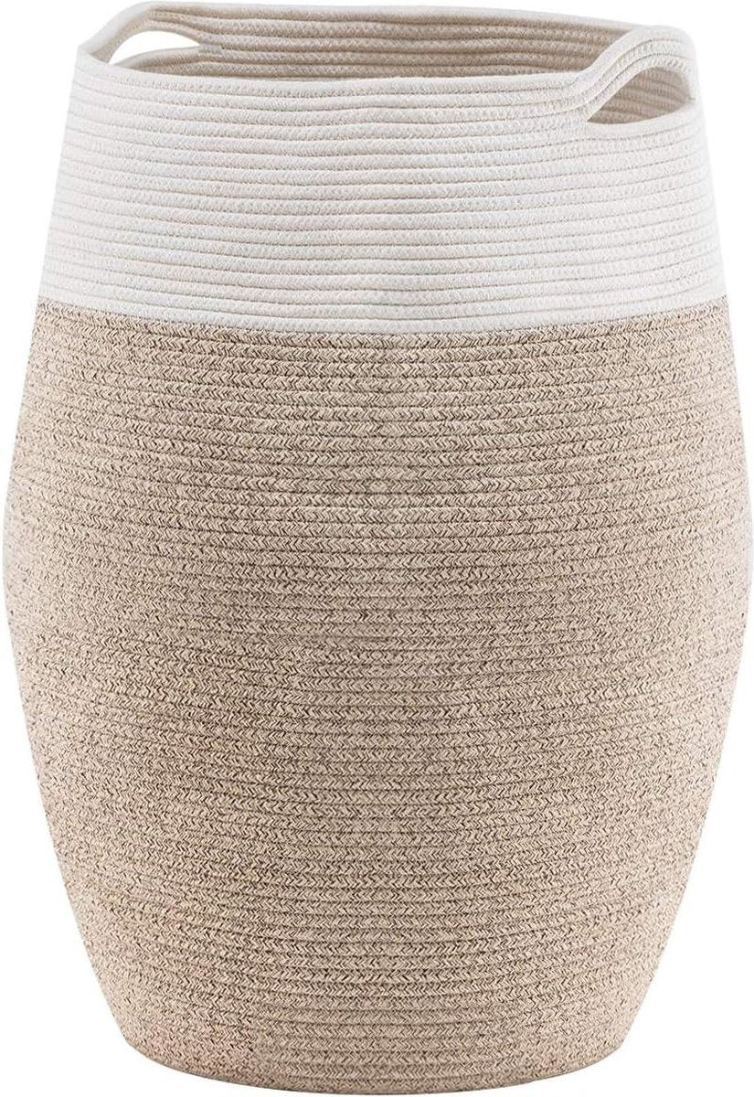 Wasmand Grote geweven katoenen touw mand voor wasgoed - Wasmand voor wasserette of slaapkamer - Hoogte 256 cm - Bruin. wasmand