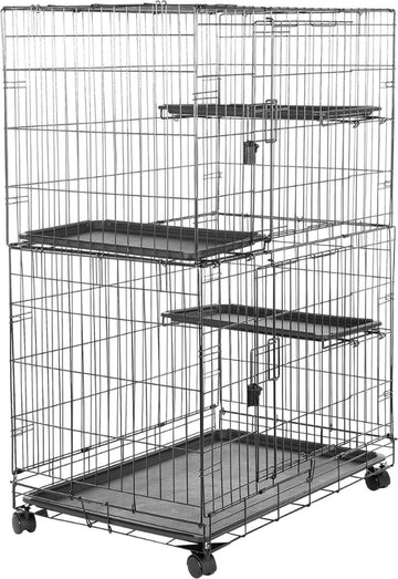 JB® Kattenkooi Binnen - Kattenkooi Voor Buiten - Kattenbench - Kattenren - Kattenverblijf Buiten - Kattenbench Met 3 Verdiepingen - Kattenhuis - Kattenverblijf - Opvouwbaar - Eenvoudige Opslag - Met Wielen - Stevige Metalen Constructie