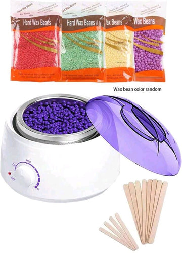 Ontharingsapparaat wax apparaat set inclusief 4 zakjes waxbonen en 12 stokjes wit met paars model 02