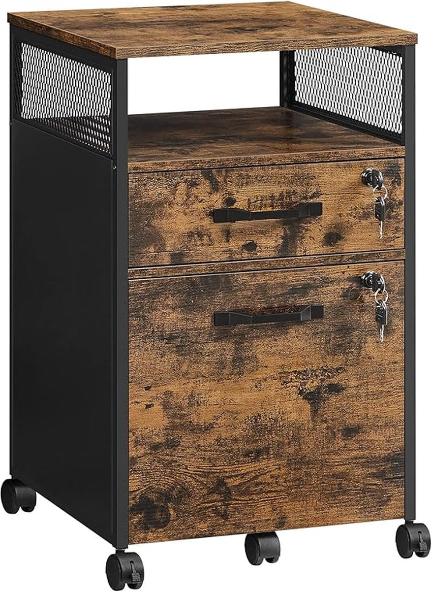 Ladekastje - Ladeblok op wieltjes - Ladekastje bureau - Bureaukastje - Nachtkastje - Ladenkastje - Kantoor - Verrijdbare ladekast - Slot - Archiefkast Kantoor Kast - Rolcontainer Voor Onder Bureau - Mobiele Bureau Kast - Afsluitbaar - Met E-Book
