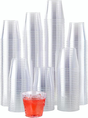 Plastic Borrelglazen 30 ml - 300 Stuks Transparante Dessertbekers - Ronde Parfait Voorgerechtskop Herbruikbaar - Whiskypudding Mousse Whisky Jello Party - Serveerschaal Bekers (43 x 4 cm) shotglaasjes plastic wegwerp