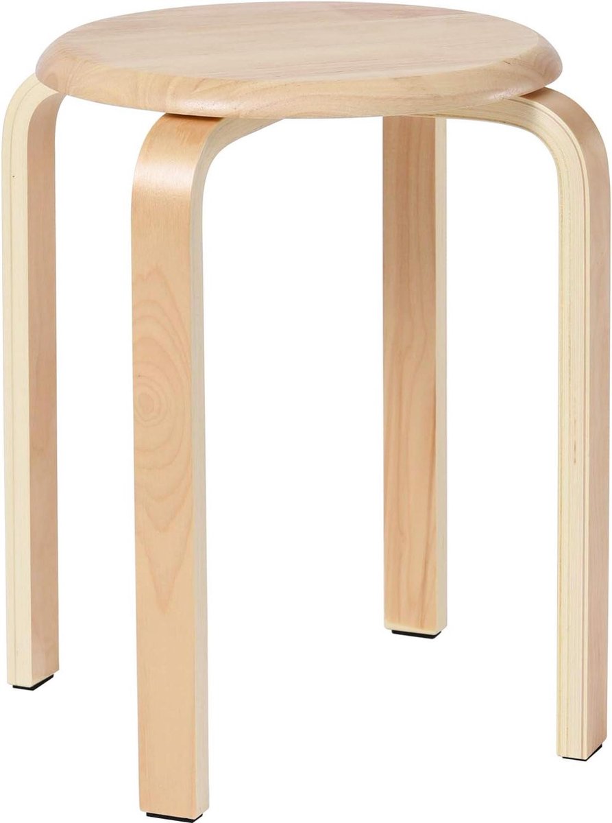 Eetkamerstoel/barkrukken van massief hout stapelbaar - gladde stoelen voor woonkamer en keuken - natuurlijk hout - 40x33x44cm RF-752 pop up stool