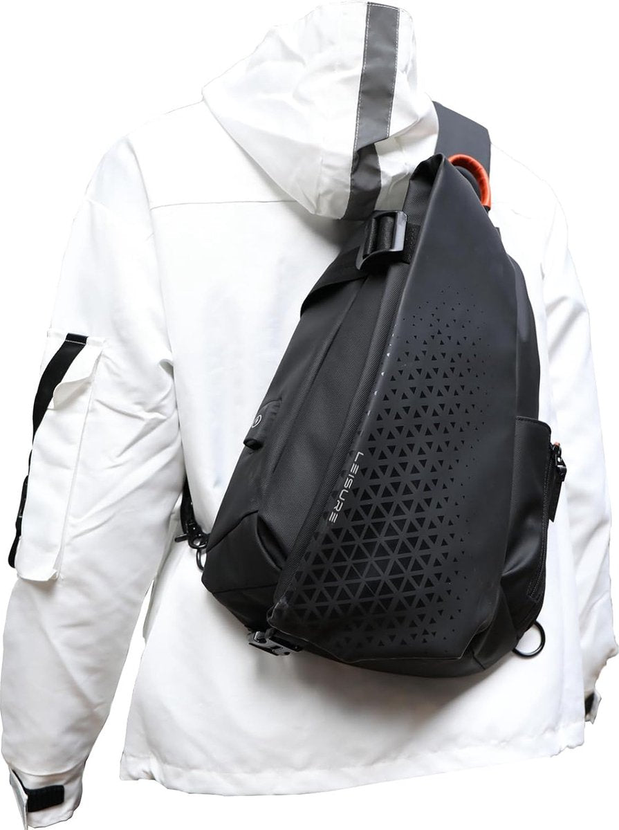 Sling Backsuck Sport Outdoor Borstzak Crossbag Schoudertas voor heren Sling Bag Crossbody Rugzak voor Camping Gym Reizen Wandelen, C-zwart (groot)