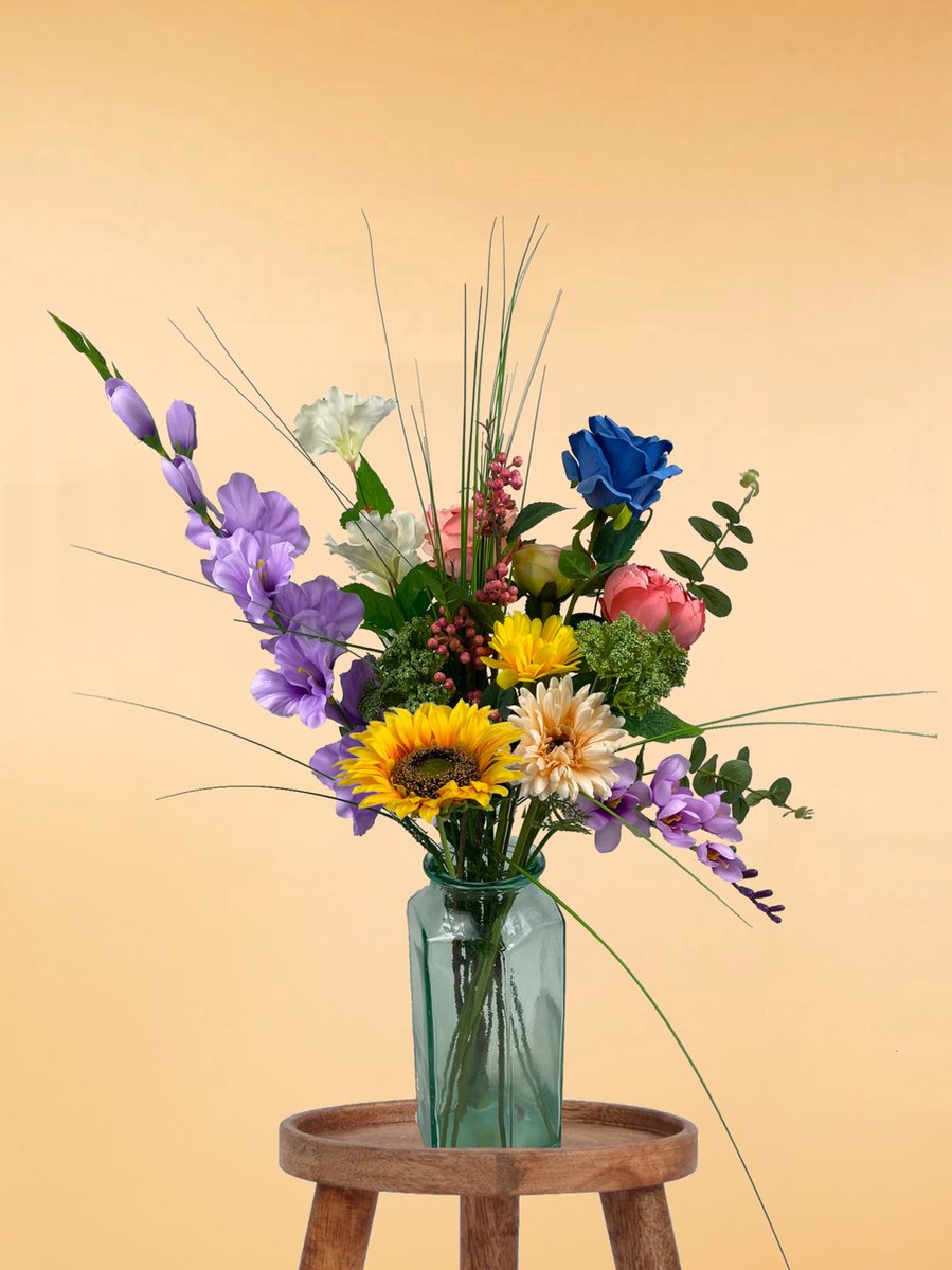 Zijden Boeket – 60-70 cm hoog – 15 stelen - doe-het-zelf boeket – DIY – alle kunstbloemen los geleverd – Lente – multi color – Exclusief vaas – Plukboeket - Veldboeket – Kunstbloemen - nep bloemen - nepbloemen - kunstplanten