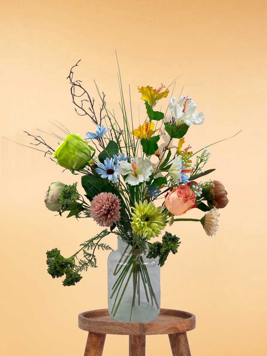 Zijden Boeket – 70-80 cm hoog – 15 stelen - doe-het-zelf boeket – DIY – alle kunstbloemen los geleverd – Lente – Exclusief vaas – Plukboeket - Veldboeket – Kunstbloemen - nep bloemen - nepbloemen - kunstplanten