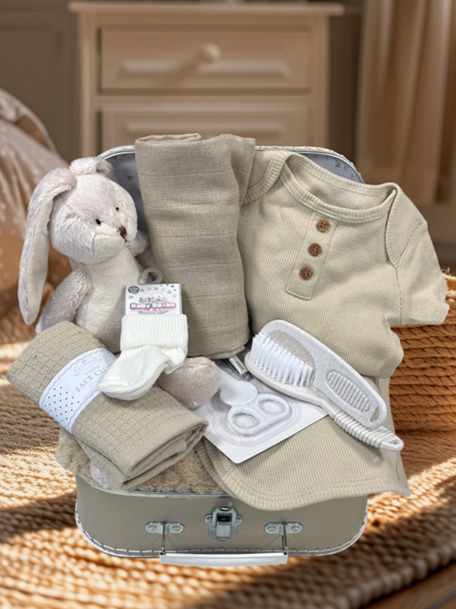 10-dlg Kraamcadeau Coffee Kraamkado unisex jongen meisje - unisex - baby geschenkset - kraamcadeau neutraal - baby memorie box 30 cm - babyshower cadeau - gender neutraal babycadeau - 10 in 1 kado