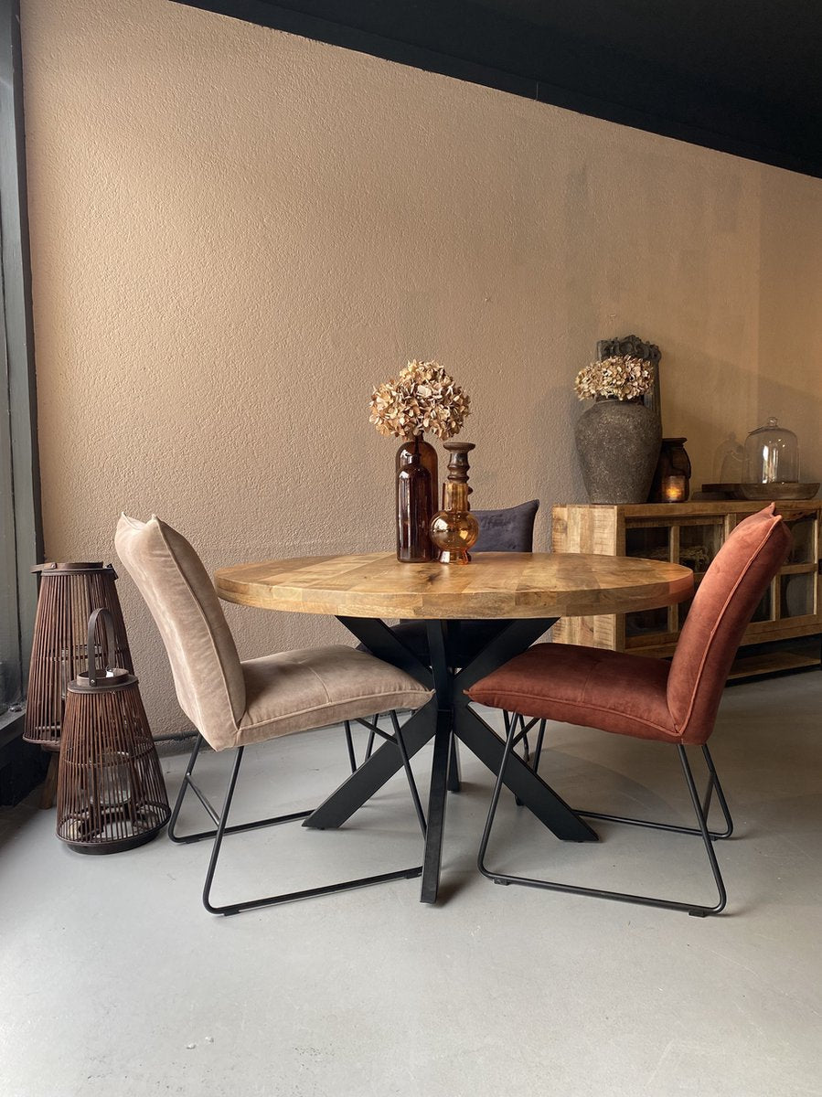 Ronde tafel spin poot - 150 cm mango hout