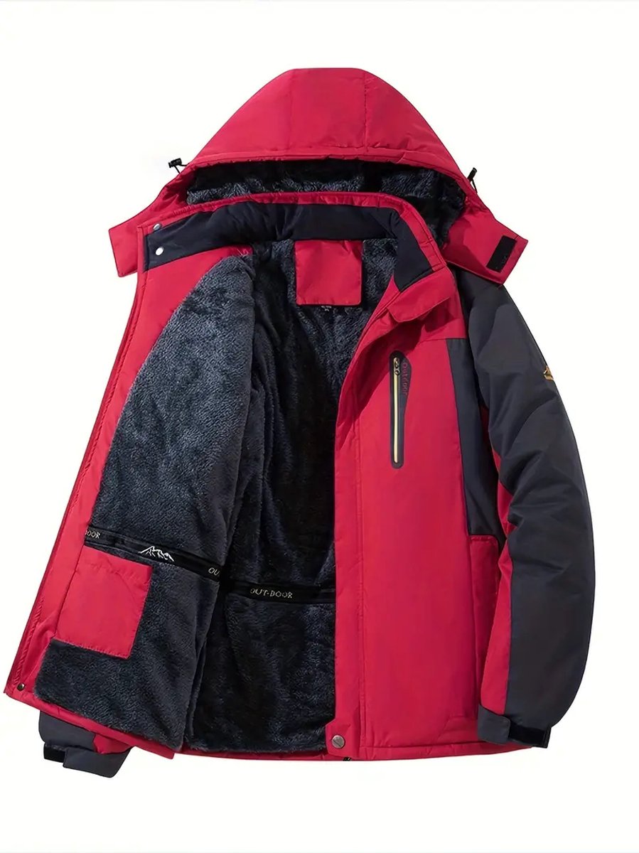 Heren Winter Waterdicht Winddicht Winterjack Warme Fleece Voering Ski Regenjas met Capuchon