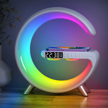 Wake up light - Draadloze telefoon lader - Bluetooth speaker - Wekker - Wireless charger - Nacht lamp - Bureau lamp LED - Sfeerlamp - Lichtwekker
