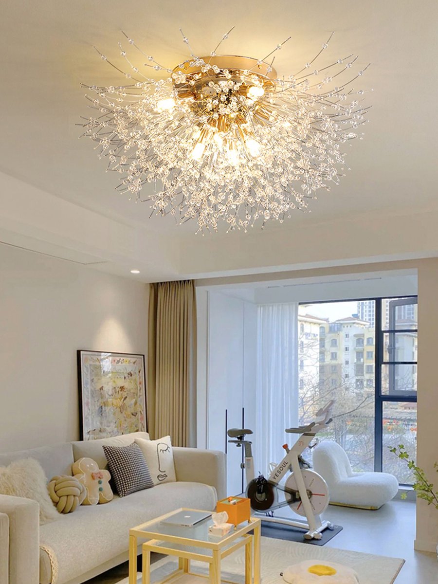 Kristallen Plafondlamp | Kroonluchter | 6 Lichtpunten | Goud | Crystal Plafoniere | 60 cm | Moderne lamp
