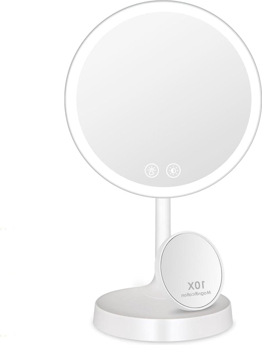 Make-up spiegel met LED verlichting en aanraakschakelaar - Staande spiegel met lades en USB-voeding - Dimbaar en draaibaar