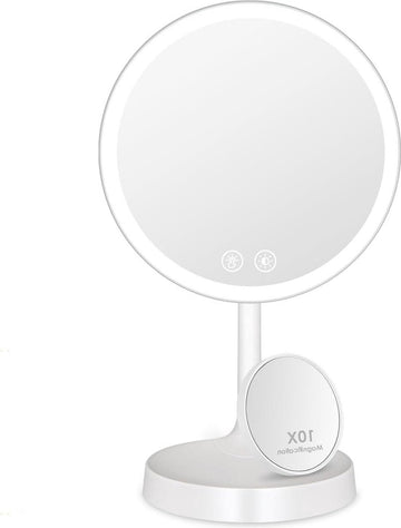 Make-up spiegel met LED verlichting en aanraakschakelaar - Staande spiegel met lades en USB-voeding - Dimbaar en draaibaar