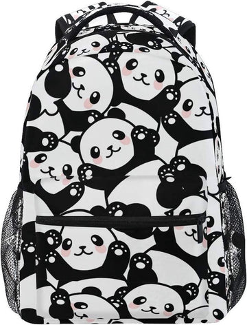 Reisrugzak Laptop Middelbare School Studenten Canvas Kids Boekentas Lichtgewicht Mode Waterdichte Schouder Dagrugzak - Panda Thema - voor Womens Mens Jongens Meisjes A Boekentas meisjes