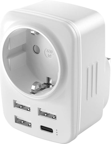 EU naar UK stopcontact adapter - Engeland Duitsland stekker - 3 USB-A en type C - 250 V/13 A 3250 W - type G - UK Ierland Singapore Hong Kong