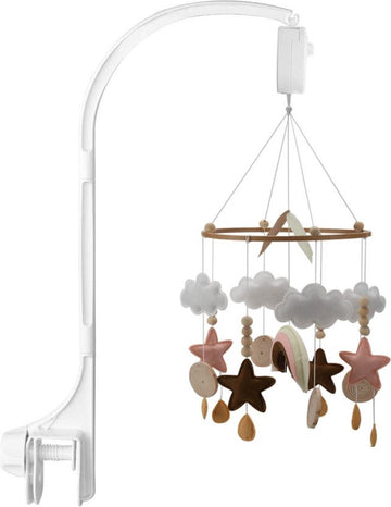 Muziekmobiel baby - Baby mobiel meisjes - roze - Box mobiel met geluid - regenboog - sterretjes - Babykamer - rainbow mobile - Muziek mobiel box