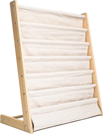 Kinderboekenkast - 80 x 75 x 30 cm - Bruin - Hout met Linnen - Kinderboekenrek - Boekenrek Kinderkamer