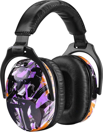 Opvouwbare Comfortabele Gehoorbescherming Ruisonderdrukkende koptelefoon, met Draagtas, SNR 27 dB voor Autisme, ADHD, Vuurwerk, Concert paars (Graffiti Purple)