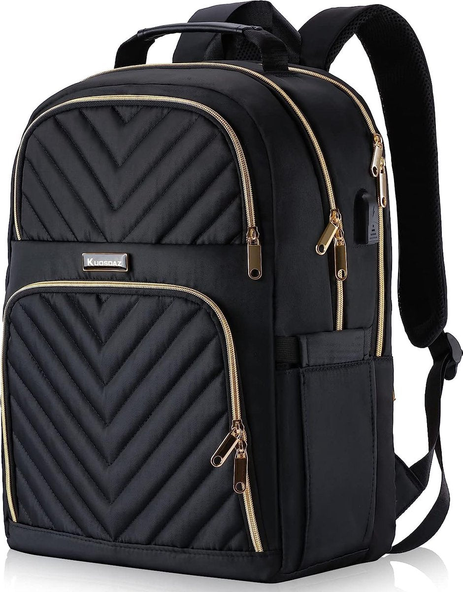 Rugzak voor dames, 15,6 inch, schoolrugzak, meisjes, tieners, met USB-oplaadaansluiting, laptoprugzak, stijlvolle dagrugzak, waterdicht, voor school, universiteit, reizen, werk