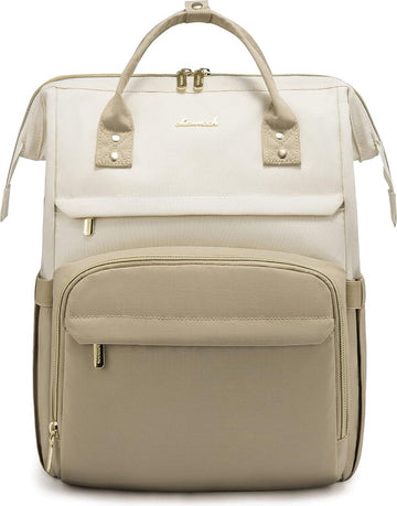 Laptoptas 17 inch - Beige - USB-oplaadpoort - 43 × 15 × 32 - Waterdichte rugtas - Rugzak voor volwassenen