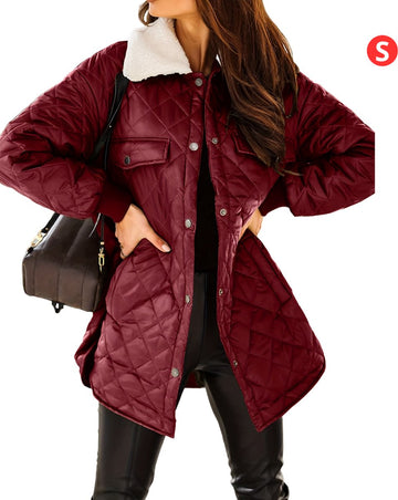Winterjas - Parka Dames Winterjas - Winter - Volwassen - Stijlvol - Bordeauxrood - Maat S