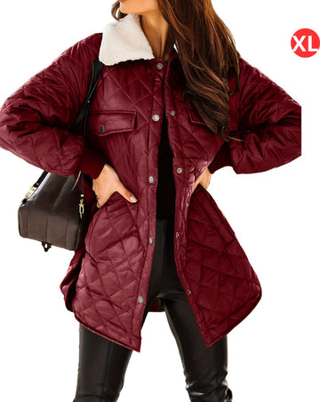 Winterjas - Parka Dames Winterjas - Winter - Volwassen - Stijlvol - Bordeauxrood - Maat XL