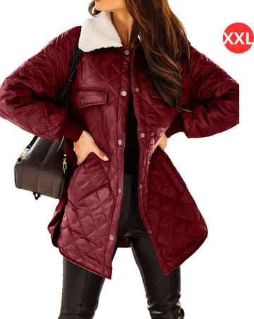 Winterjas - Parka Dames Winterjas - Winter - Volwassen - Stijlvol - Bordeauxrood - Maat XXL