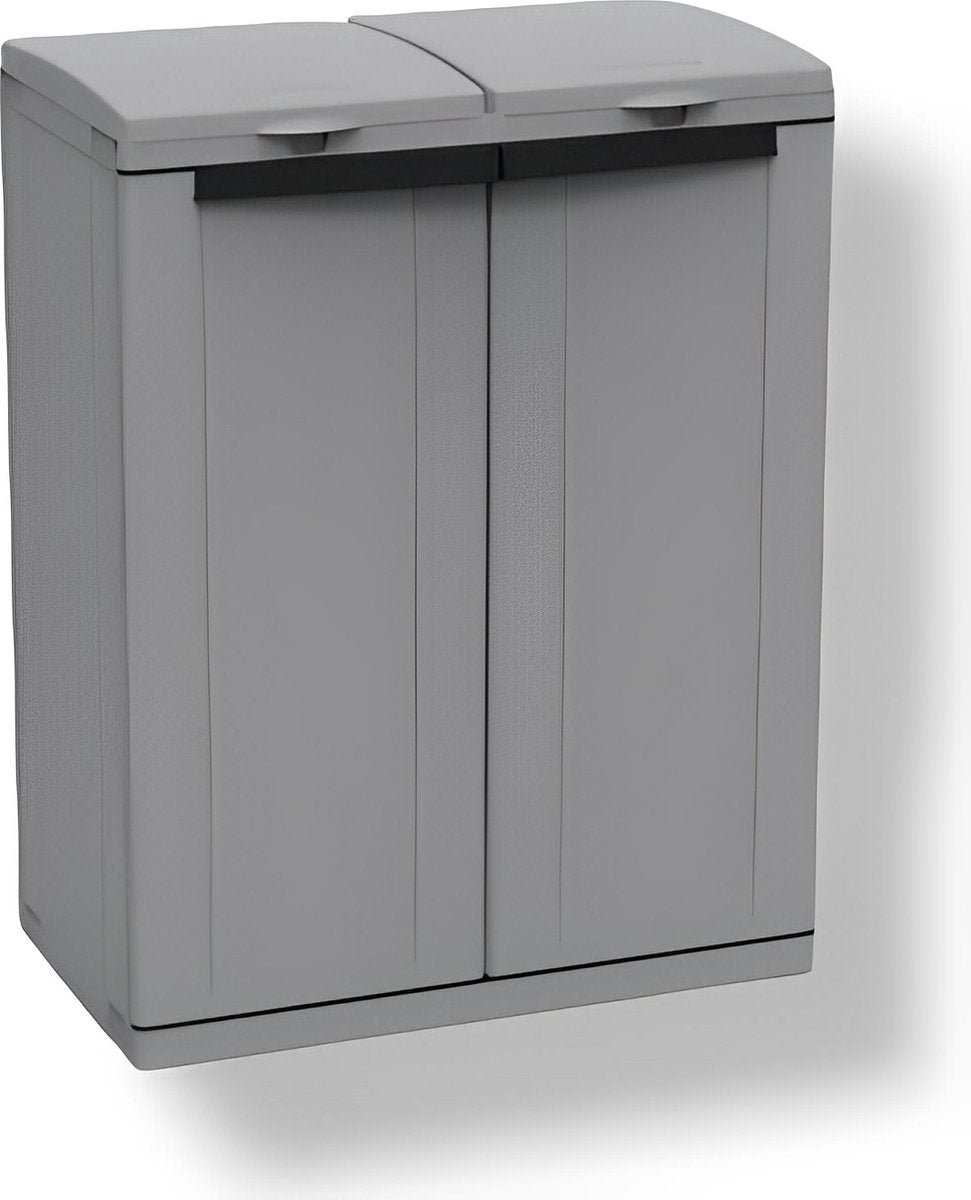 EcoTab Opbergkast voor buiten, 2 aparte vakken, materiaal: kunststof, afmetingen: 68 x 39 x 88,7 cm
