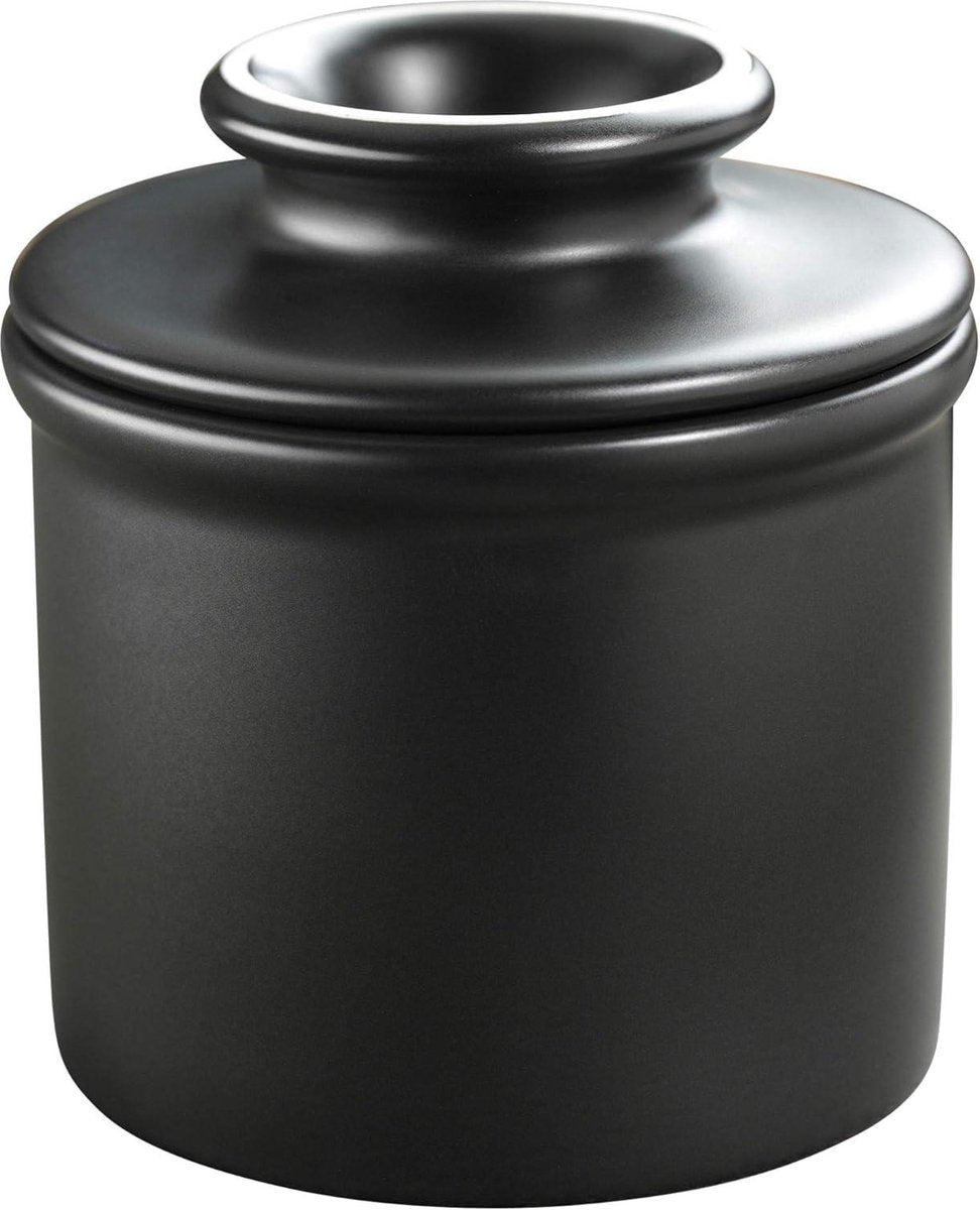 Franse keramische boterschaal klassieke retro matte afwerking zwart - Butter Bell Original Crock van L. Tremain butter dish with lid