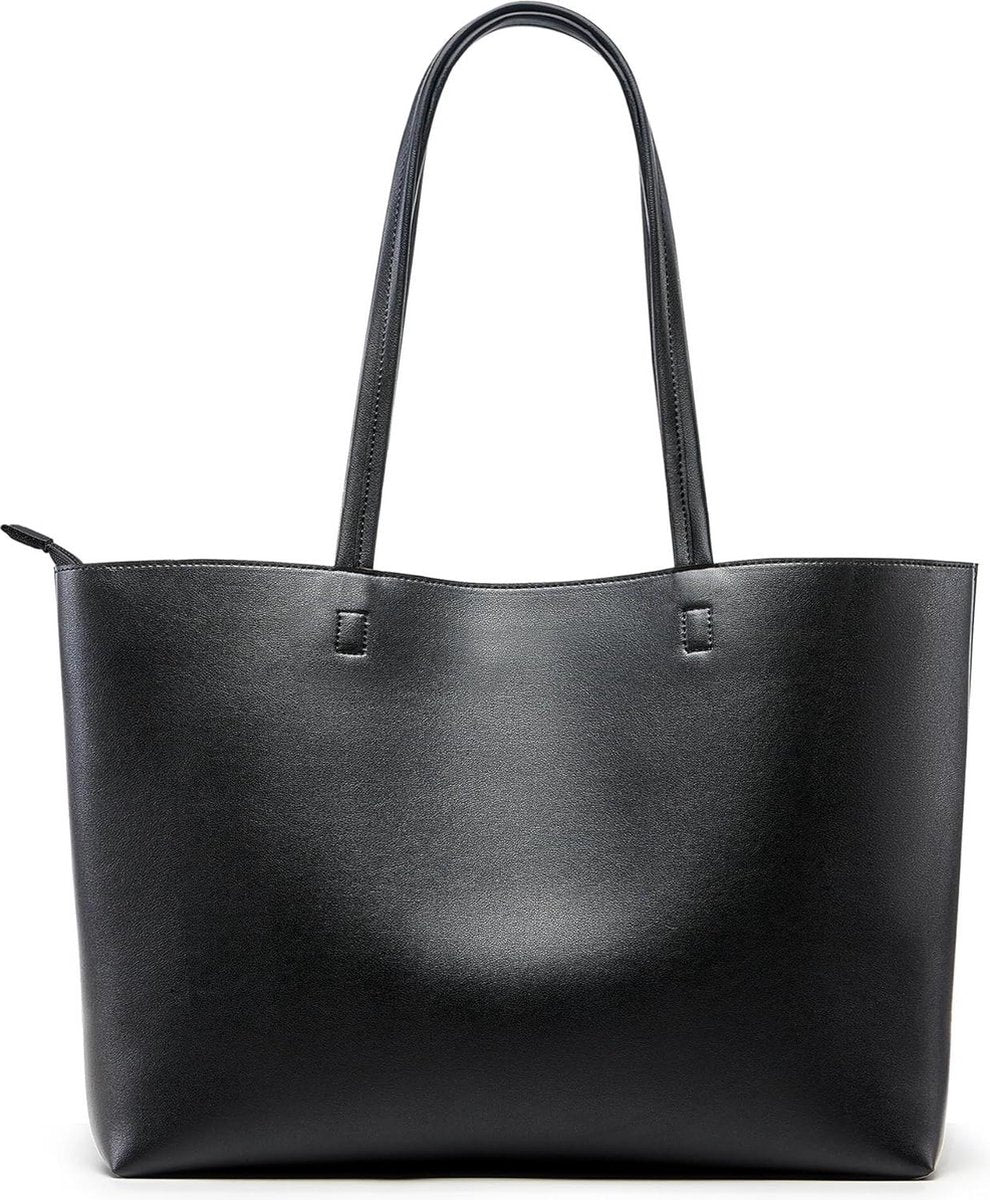 Grote shoppertas voor dames - waterdichte PU-leer handtas met ritssluiting voor werk en reizen Tote bag met rits