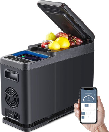 Koelbox - Draagbare koelkast voor auto, 8 liter, draagbare elektrische koelkast, koelkast, vriezer, handleiding en app-bediening, 12/24 V DC vriezers voor reizen, picknick, camping, thuisgebruik