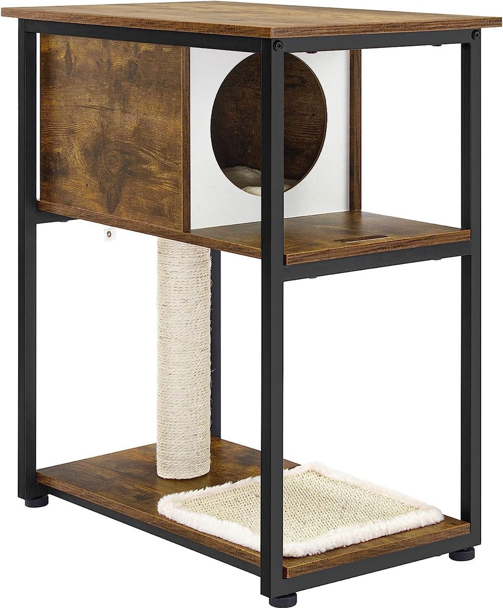 Krabpaal - Krabpaal voor katten - Kattenkrabpaal - Krabpalen - Kattenpaal - Kattenmeubel - 9.3 kg - Roestvrij staal - Bruin -Zwart - 59 x 36 x 67 cm