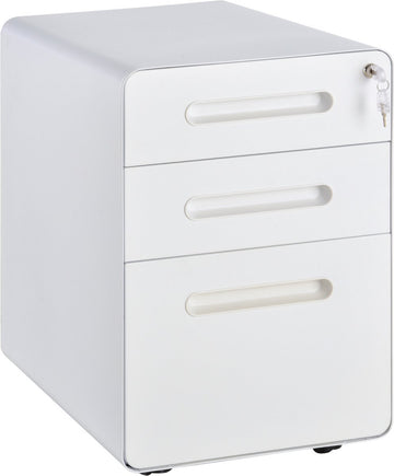 Ladeblok - Ladeblok bureau - bureaukast - Archiefkast - 3 lades - Met slot - Staal - Wit