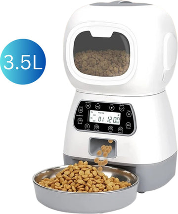 Goodivery - Voerdispenser Kat - Automatisch Kattenbak - Electrische Kattenbak - Voederbak Kat Automatisch - Geen Wifi - 3.5L - Wit