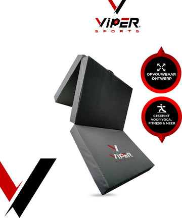 Viper Sports SleepFlex – L195xB85xH10 cm – Professionele opvouwbare turnmat – Yoga – Yogamat – Extra dikke sportmat – Gymnastiekmat – Zwart