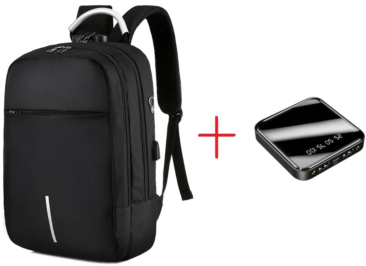 Rugzak anti-diefstal / 40x28x14cm (20l)/ laptop 15,6 inch / USB-oplaadpoort / zwart / powerbank (20mAh)