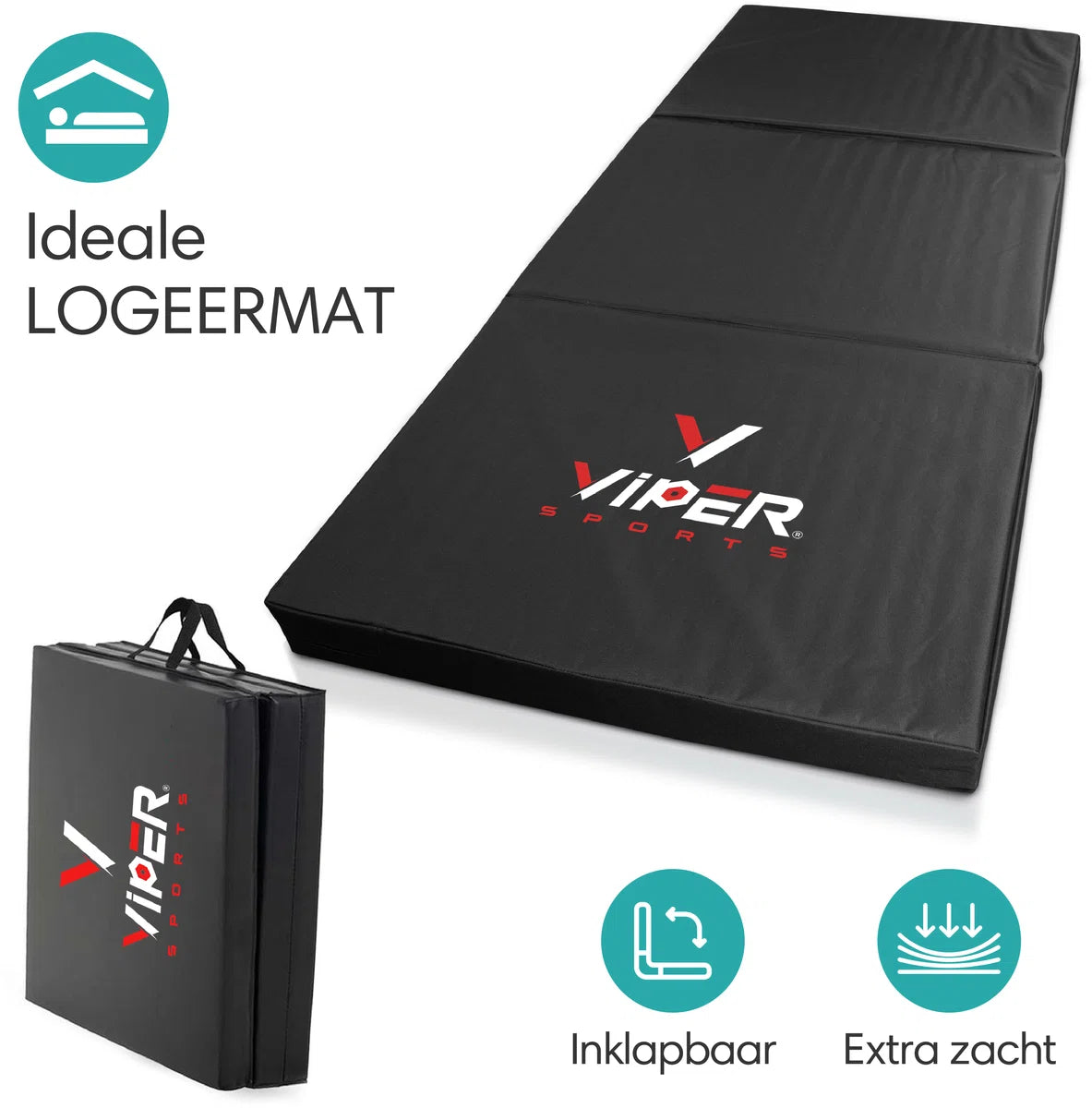 Viper Sports SleepFlex - 195 x 85 x 10 cm - Professionele Opvouwbare Slaapmat - Campingmat - Buitenmat - Draagbaar Matras - Extra dik – Zwart