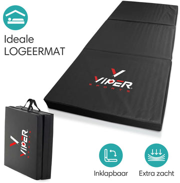 Viper Sports SleepFlex - 195 x 85 x 10 cm - Professionele Opvouwbare Slaapmat - Campingmat - Buitenmat - Draagbaar Matras - Extra dik – Zwart