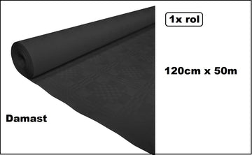 Tafelkleed op rol zwart 120cm x 50meter - Damast Tafel dekken rol gala huwelijk thema feest festival restaurant food