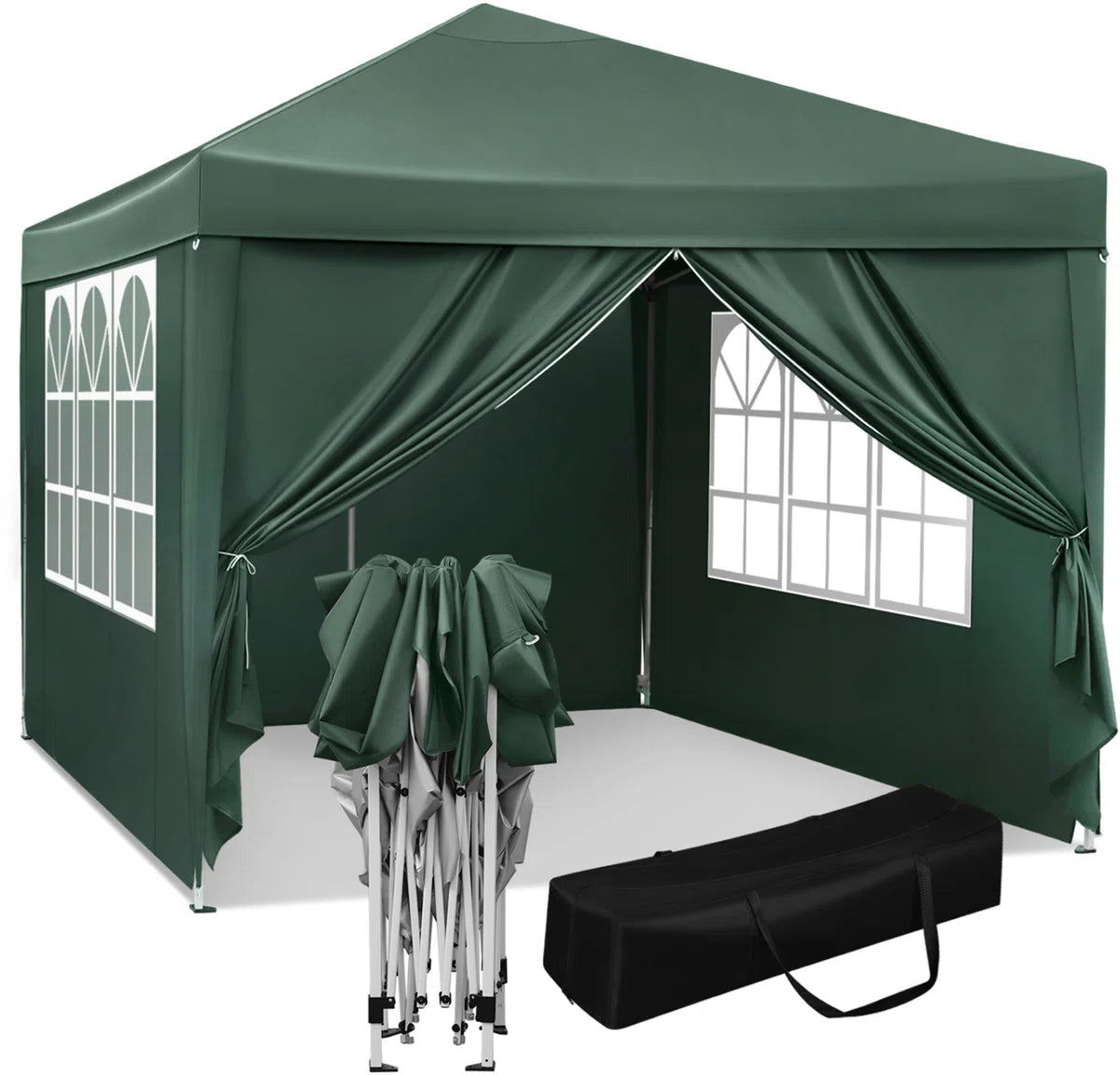 Happyment Partytent met zijwanden - Groen - Opvouwbaar - Easy up - Paviljoen - Waterdicht weerbestendig - 3x3 m