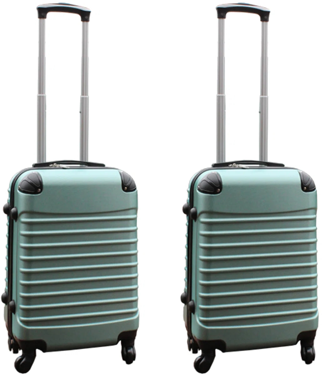 Kofferset 2 delig ABS handbagage koffers - met cijferslot - 39 liter - groen