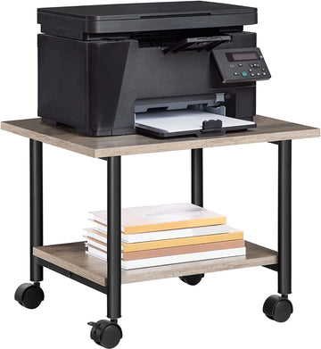 Printertafel op vergrendelbare wielen - bureau organizer - printerkast of printerwagen - printerstandaard - Kantoorkast - printer bureau industrieel - 48,5 x 40 x 36,5 cm - grijs en zwart