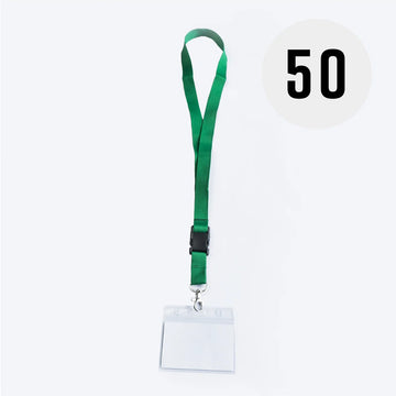 Groen keycord met badge-/pashouder, per 50 stuks