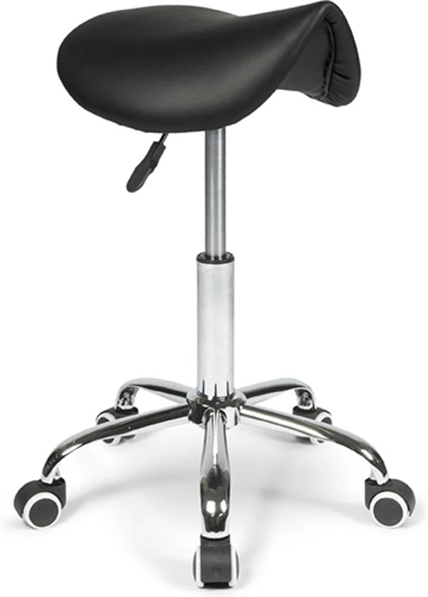Basic Zadelkruk - Kapperskruk - Tabouret - Op hoogte instelbaar - Min. 62 cm - Max. 75 cm - Zwart