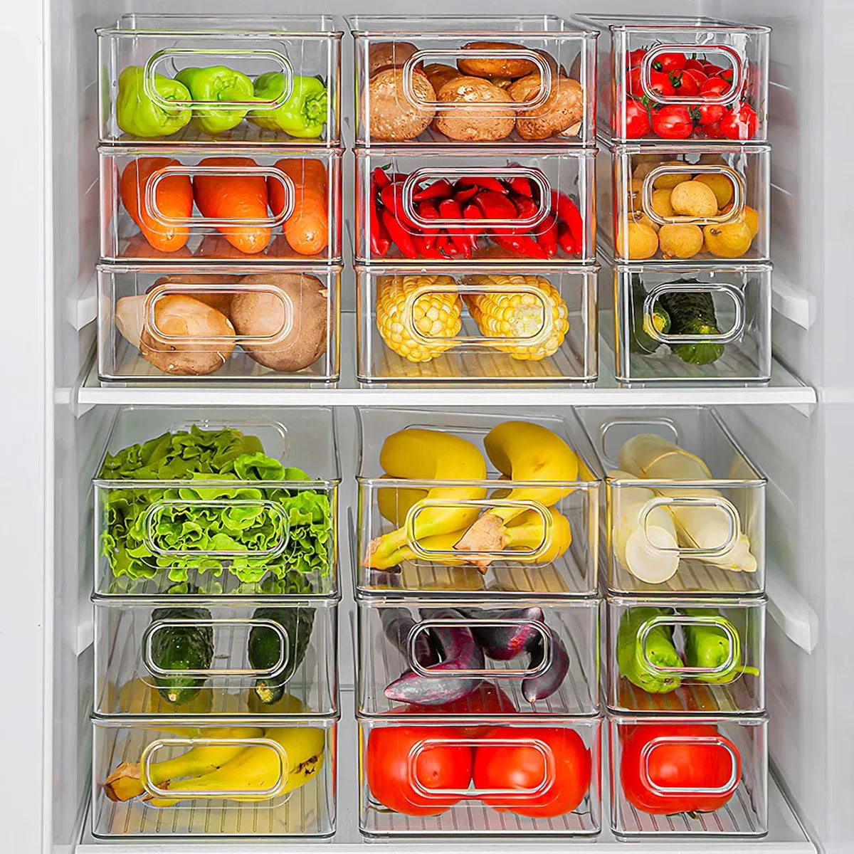 Opbergbakken Bijkeuken (Transparant) - Set Koelkast-organizer ,6pcs